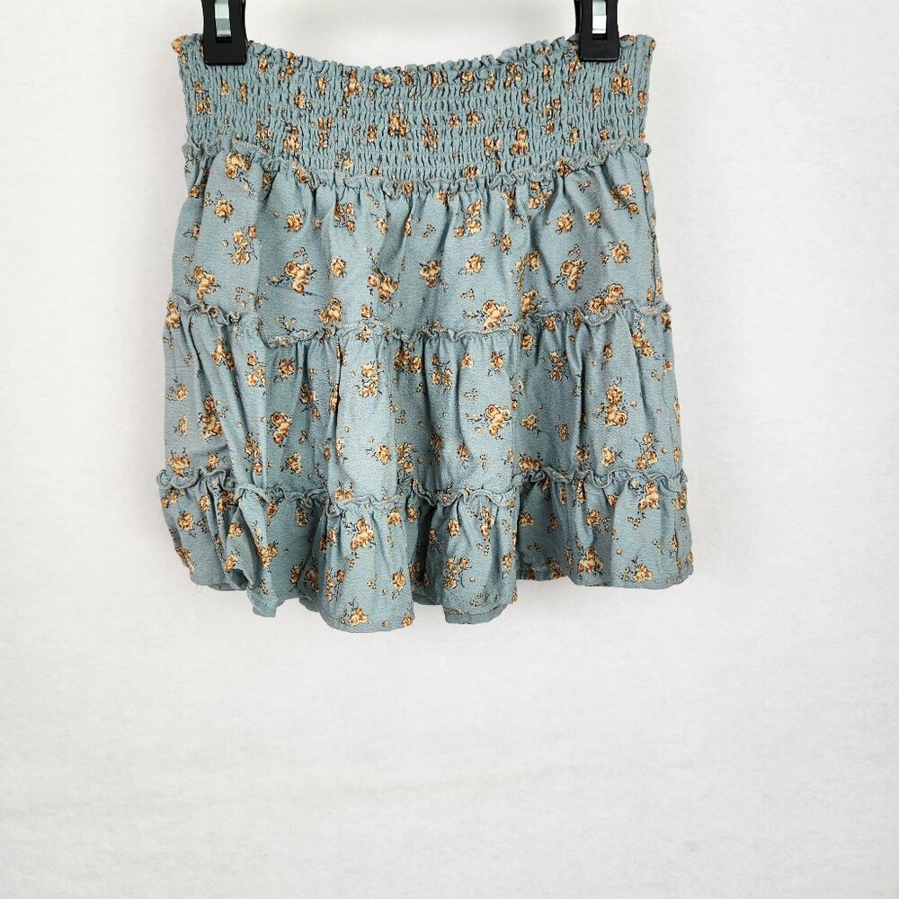 Garage Floral Mini Skirt Size Small Blue